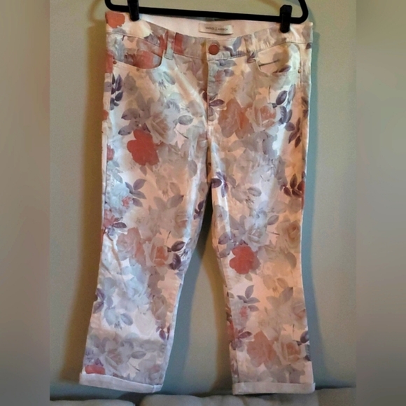 CAPRI STRETCH DENIM Floral Print Vintage America Size 14 - Picture 1 of 3